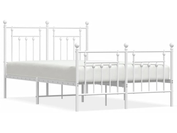 VIDAXL Kovinski posteljni okvir z vzglavjem in vznožjem bel 120x200 cm