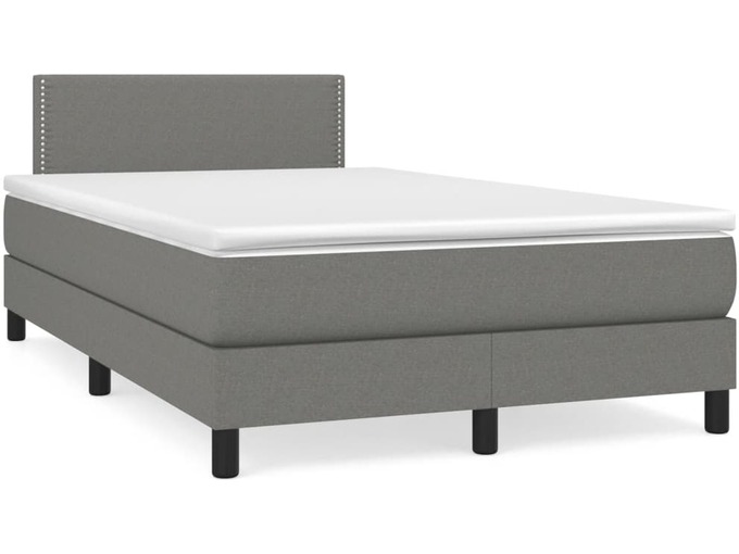 VIDAXL Box spring postelja z vzmetnico LED temno siva 120x190 cm blago