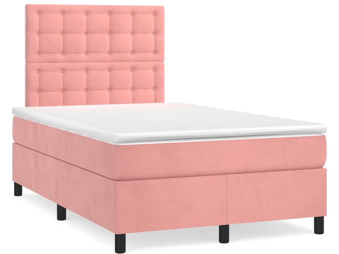 VIDAXL Box spring postelja z vzmetnico roza 120x190 cm žamet