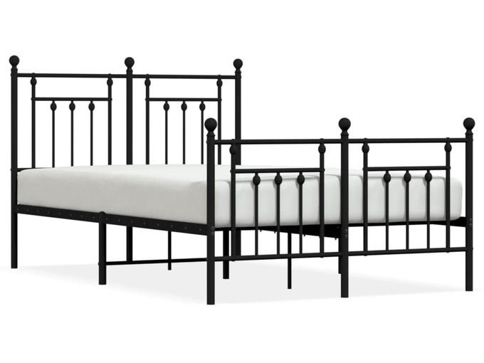 VIDAXL Kovinski posteljni okvir z vzglavjem in vznožjem črn 120x200 cm