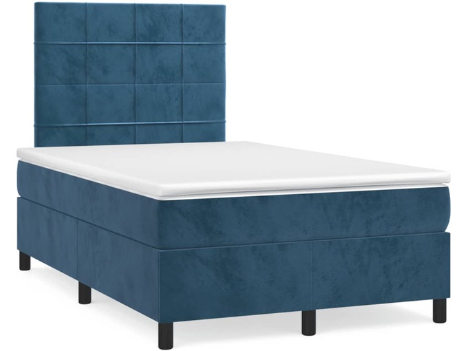 VIDAXL Box spring postelja z vzmetnico temno moder 120x190 cm žamet
