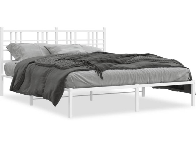 VIDAXL Kovinski posteljni okvir z vzglavjem bel 160x200 cm