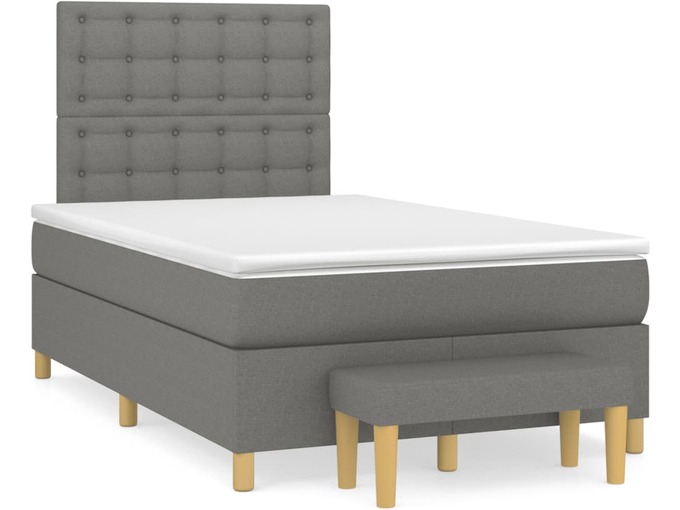 VIDAXL Box spring postelja z vzmetnico temno siva 120x190 cm blago