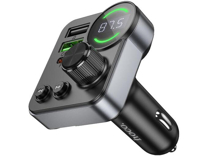 Hoco FM transmiter za auto E62, LCD zaslon, Bluetooth, USB C, 2x USB A, Power Delivery 3.0, Quick Charge 3.0, crni